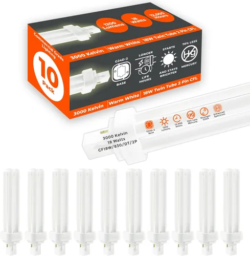 Vista 39 de GoodBulb Bombillas CFL de 13 W, base GX23 de 2 pines, 2700 K, blanco suave, 13 W, alto rendimiento, 800 lúmenes, bombillas fluorescentes compactas