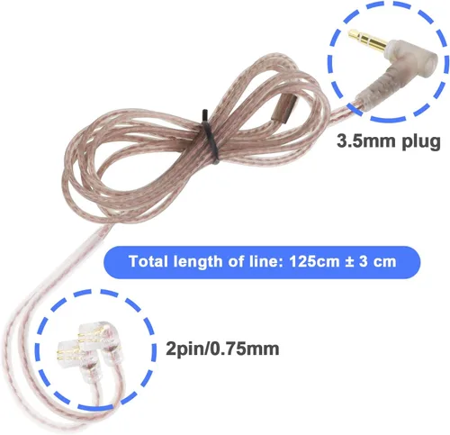 Vista 3 de The Lord of the Tools Cable de repuesto para auriculares C Pin de 0.138 in sin micrófono compatible con cable estéreo KZ