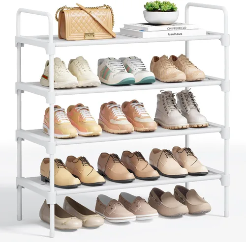 Vista 18 de Kitsure Zapatero para armario, organizador de zapatos para entrada de puerta delantera, estante apilable para zapatos, organizadores de armario Negro