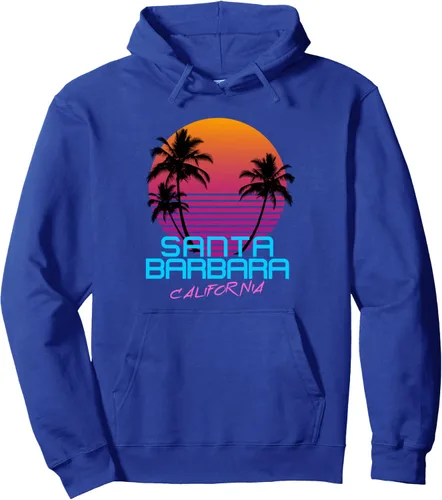 Vista 3 de Santa Barbara California Retro 80s Sudadera con capucha Negro