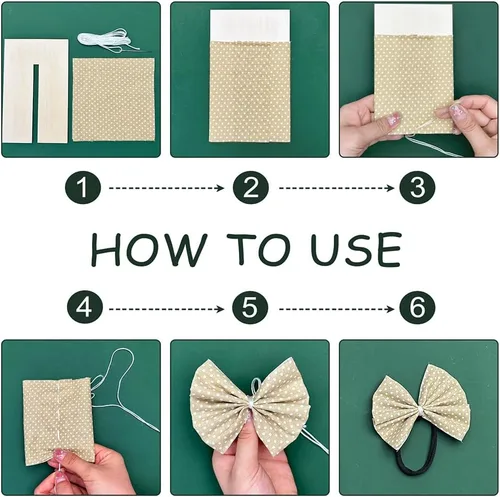 Vista 4 de BENECREAT 5 plantillas para hacer lazos, tableros de madera para coser manualidades, herramienta de costura para hacer cintas, cabello y regalos