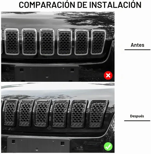 Vista 2 de JeCar Insertos de parrilla para Jeep Cherokee, insertos de rejilla delantera para Jeep Cherokee 2019-2025 (negro)