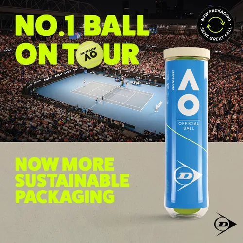 Vista 4 de Dunlop Pelota de tenis Abierto de Australia - para arcilla, cancha dura y hierba