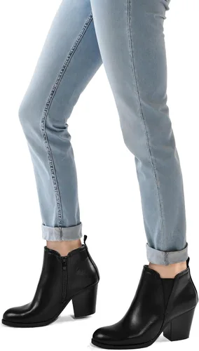 Vista 8 de mysoft Botines de tobillo para mujer con corte en V, panel elástico lateral, tacón grueso apilado con cremallera lateral V Cut Side Elastic Panel