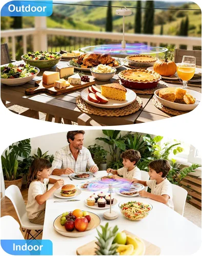 Vista 6 de Edvision Paquete de 4 ventiladores de mesa para comida, ventilador de comida recargable USB de 2000mAh, ventilador portátil con cuello de ganso