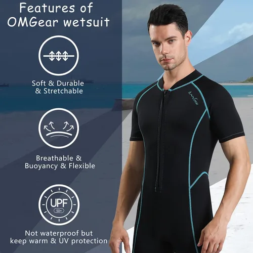 Vista 2 de Traje de neopreno OMGear para buceo de 2 mm y 3 mm para hombres y mujeres, traje de neopreno térmico de cuerpo corto/completo para adultos, traje