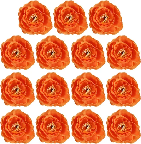 Vista 8 de PATIKIL Cabeza de flores artificiales, 15 cabezas de flores falsas, cabezas de peonía de seda a granel, flores de simulación para ramos de flores