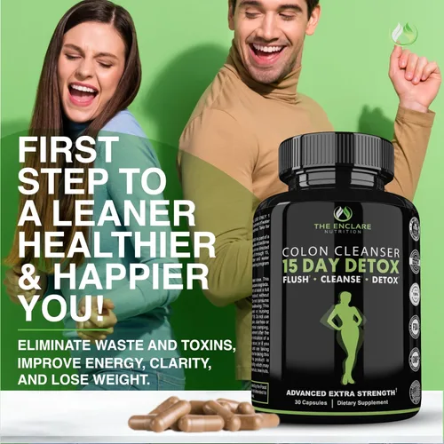 Vista 2 de Limpiador de colon Detox. Premium 15 días de acción rápida de desintoxicación píldoras de dieta, probióticos, fibra, laxantes naturales para aliviar