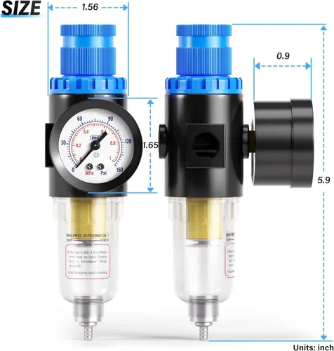 Vista 2 de TAILONZ PNEUMATIC Kit de regulador de presión de filtro de aire NPT AFR2000 de 1/4 pulgadas (0 a 145 psi) Filtro compresor de herramienta de aire