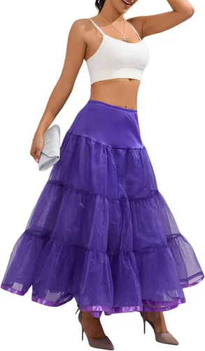 Vista 3 de Enaguas hasta el tobillo para mujer, falda de tul con tutú hinchado para boda, media abertura, falda de tul para vestido formal