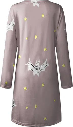 Vista 4 de Vestido de manga larga holgado con estampado de disfraces de Halloween para mujer 2022