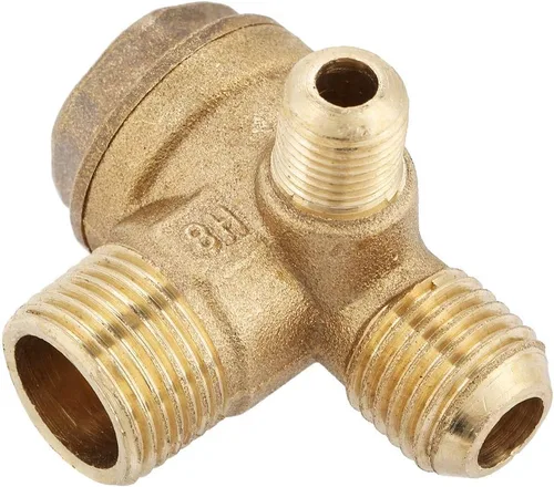 Vista 9 de Válvula de control del interruptor de presión del compresor de aire Latón Rosca macho de 90 grados 3 puertos Válvula de retención Tubo Conector
