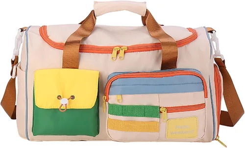 Vista 36 de Bolsa de Gimnasio Pequeña para Mujer, Bolsa de Lona de Viaje, Bolsa de Fin de Semana con Compartimento para Zapatos