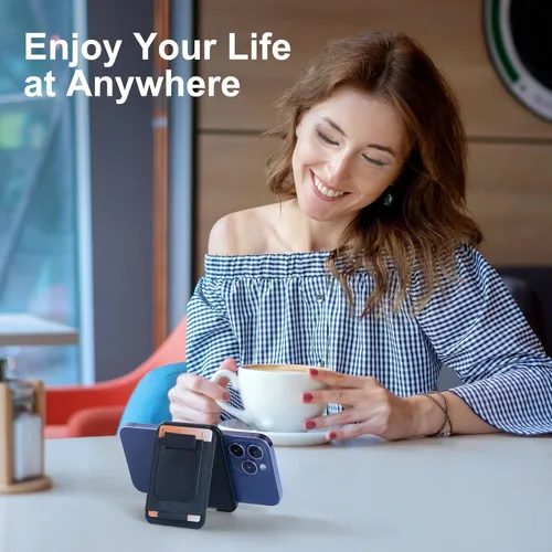 Vista 7 de Cartera magnética compatible con MagSafe, cartera para iPhone con soporte ajustable para iPhone 14 Pro Max14 Plus14 Pro14, iPhone 13 Pro Max13