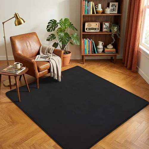 Vista 27 de Amearea Alfombra moderna lavable de 2 x 4 pies, color negro, alfombra de área pequeña para dormitorio, sala de estar, alfombra de espuma
