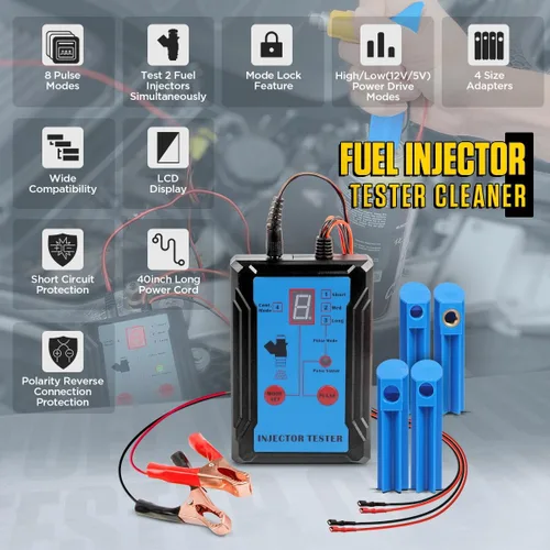 Vista 2 de Kit de Herramientas Probador Limpiador de Inyectores de Combustible 8 Modos de Pulso Probador de Inyectores Prueba 2 Inyectores de Combustible