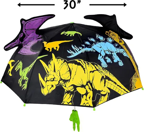 Vista 4 de Rhode Island Novelty Paraguas de dinosaurio de 30 pulgadas para niños
