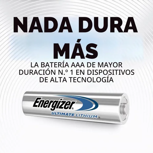 Vista 2 de Baterías AAA de Energizer, Triple A de litio, 4 unidades (paquete de 2)