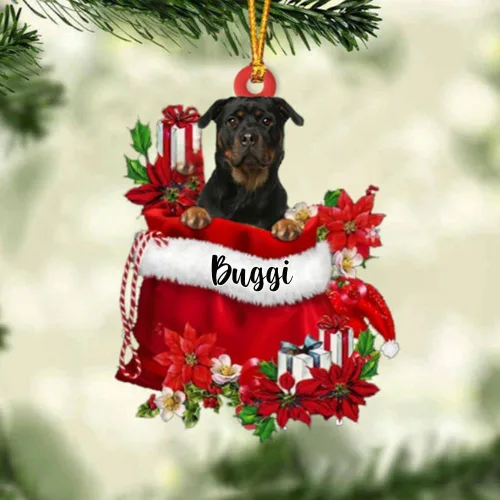 Vista 33 de Perro Akita Inu personalizado en bolsa de regalo, adorno de Navidad, nombre personalizado, regalo para amantes de los perros, familia, Navidad