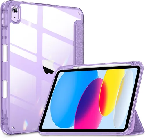 Vista 8 de DTTOCASE - Funda para iPad de 10.ª generación de 2022, 10.9”, reverso transparente y marco de poliuretano termoplástico antigolpes