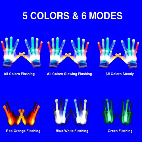 Vista 5 de GOLEDLF Juguetes divertidos y geniales para niños de 3 a 6 años, guantes LED intermitentes de arco iris para disfraces, clubes, fiestas, cumpleaños