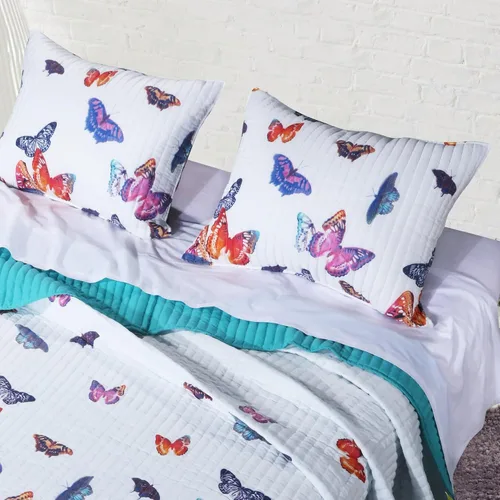 Vista 4 de Barefoot Bungalow Funda de almohada Mariposa, estándar, multicolor