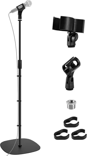 Vista 8 de Soporte de micrófono de escritorio para grabación de podcasts, soporte de micrófono ajustable de altura de 9-16.5 pulgadas para escritorio con base