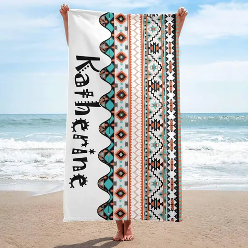 Vista 7 de YESCUSTOM Toallas de baño bohemias personalizadas con nombre, toalla de baño con texto personalizado para adultos, mujeres y niños, toalla