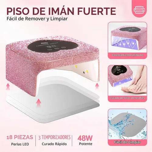 Vista 8 de Luz UV para uñas de gel, 48 W, mini lámpara de uñas UV enchufable
