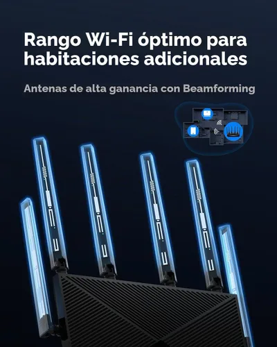 Vista 4 de Cudy Router Wi-Fi 7 de tres bandas BE6500, 4 antenas, 5X GbE, WR6500