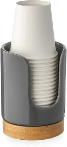 Vista 11 de Dispensador de tazas de baño de cerámica, soporte desechable de papel y plástico de 3 onzas, dispensador de tazas de enjuague bucal para baño