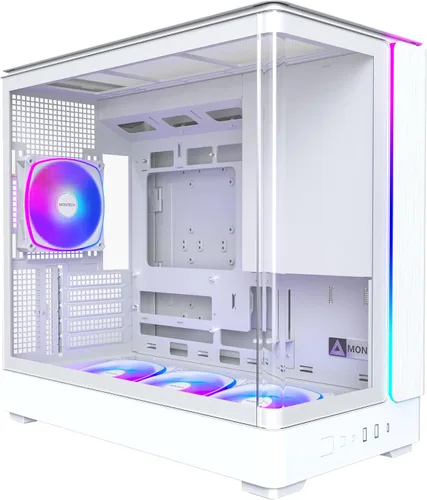 Vista 17 de Chasis para PC Montech King 15 Micro-ATX, vidrio panorámico curvo, enfriamiento de flujo de aire tipo chimenea, diseño de cámara dual, soporte