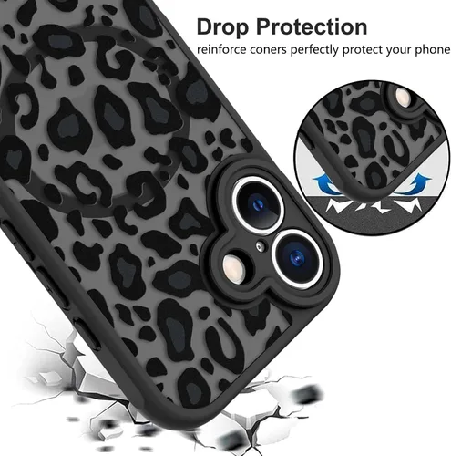 Vista 85 de KANGHAR - Funda compatible con iPhone 11, diseño de leopardo negro, textura de neumático antideslizante, a prueba de golpes, funda protectora