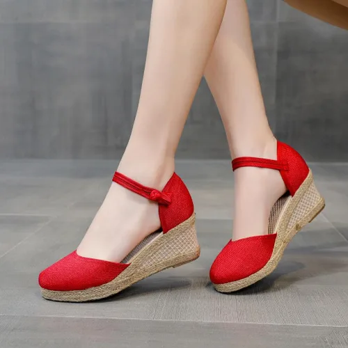 Vista 2 de heelchic Sandalias de plataforma para mujer, transpirables, informales, para caminar, tacón medio, elegantes