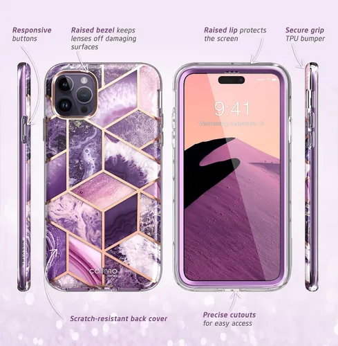 Vista 7 de i-Blason Cosmo Series - Funda para iPhone 14 Pro de 6.1 pulgadas (versión 2022), funda protectora delgada de cuerpo completo con protector