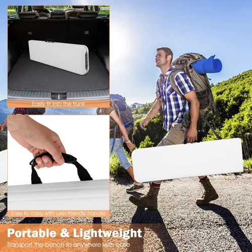 Vista 8 de Goplus Banco plegable de plástico de 6 pies, asiento plegable portátil con capacidad de 550 libras para interiores y exteriores, picnic, fiesta