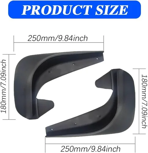 Vista 2 de 4 piezas de aletas para lodo de coche, protector de lodo, protector de guardabarros, protector contra salpicaduras, protector lateral delantero