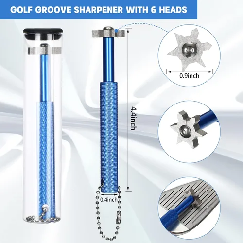 Vista 4 de Kit de limpieza de golf de 5 piezas, toalla de golf, cepillo retráctil para palos de golf, sacapuntas de ranura para ranuras U y V, herramienta