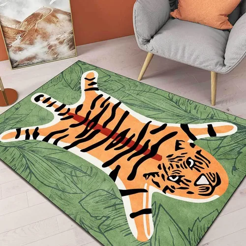 Vista 33 de Alfombra vintage de estilo bohemio con diseño de tigre para puerta de baño, 2 x 3 pies, alfombra pequeña para dormitorio, lavable, tapete de tigre