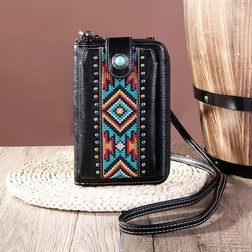 Vista 2 de Montana West Monederos pequeños cruzados para teléfono celular para mujer, bolsos tipo cartera occidental