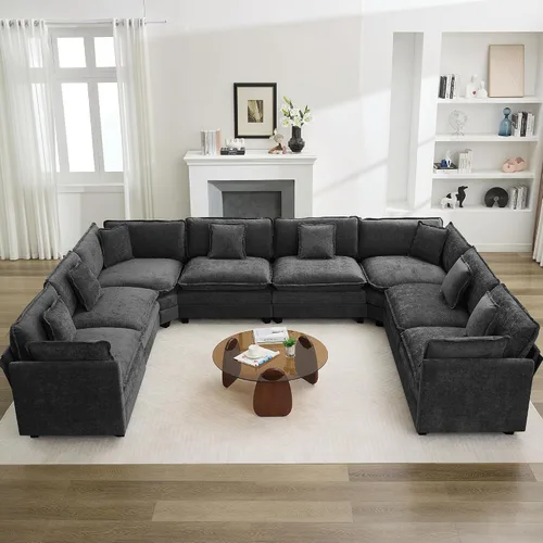 Vista 99 de Sofá modular en forma de nube de 113 pulgadas, sofás de asiento profundo de gran tamaño para sala de estar, sofá modular tapizado de chenilla