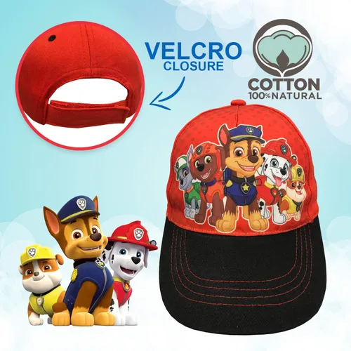 Vista 4 de Nickelodeon Paw Patrol - Gorra de béisbol de algodón para niños (2 a 5 años), color rojo y negro