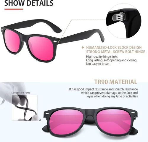 Vista 49 de FEIDUSUN Lentes de sol polarizados para hombre y mujer, lentes de sol retro negros para conducir, pescar, protección UV