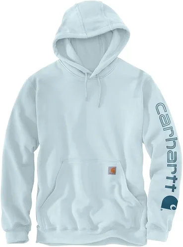 Vista 41 de Carhartt Sudadera de ajuste holgado para hombre con logotipo en la manga, de peso medio, gráfica, liquidación Terreno ámbar
