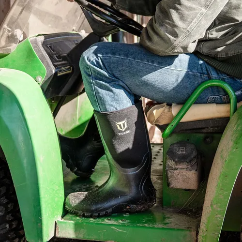 Vista 6 de TIDEWE Botas de goma para hombres, multitemporada, botas de lluvia impermeables con vástago de acero, botas de neopreno de 0.236 pulgadas