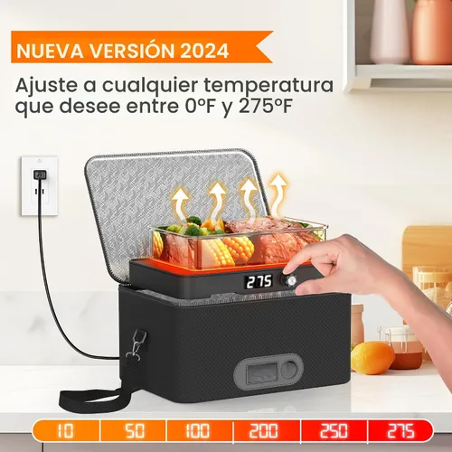 Vista 2 de Horno portátil, calentador de alimentos portátil de 12 V 24 V 110 V-240 V para automóvil, horno portátil personal, mini lonchera eléctrica