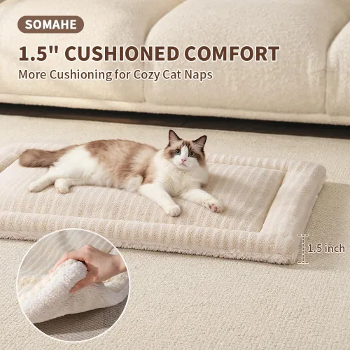 Vista 4 de SOMAHE Tapete de cama autocalentable para gatos, 1.5 pulgadas de grosor Leche