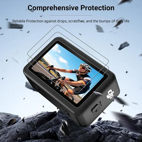 Vista 3 de CYNOVA Osmo Action 6 - Protector de pantalla para DJI Osmo Action 6, protector de pantalla de vidrio templado ultra transparente con 1 funda