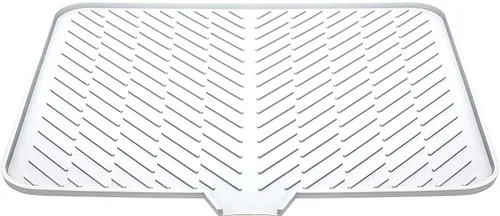 Vista 11 de Luxet Alfombrilla de silicona para secar platos con borde de drenaje integrado, almohadilla de secado higiénica, bandeja resistente compacta y fácil
