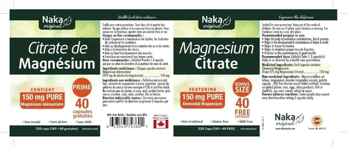 Vista 2 de Naka Citrato de magnesio, 220 cápsulas